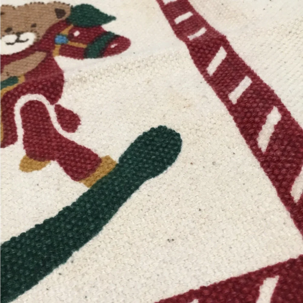 Christmas Fringe Rug Accent Decoration Holiday Bear